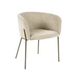 DINING CHAIR PLK BIEGE VELVET GOLD LEG